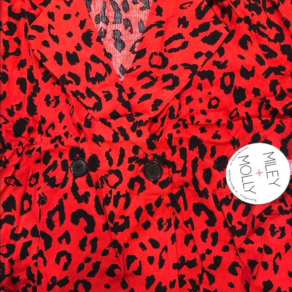 RED/BLACK LEOPARD PRINT LIGHT JACKET/BLOUSE SMALL - Picture 5 of 5